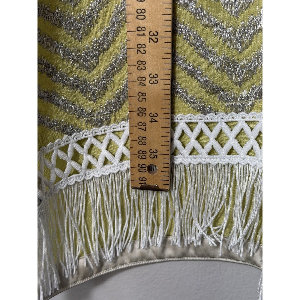 Sana Safinaz Cotton Kurta Medium Green Embroidered Fringe Floral Tassel Tunic - Picture 7 of 11